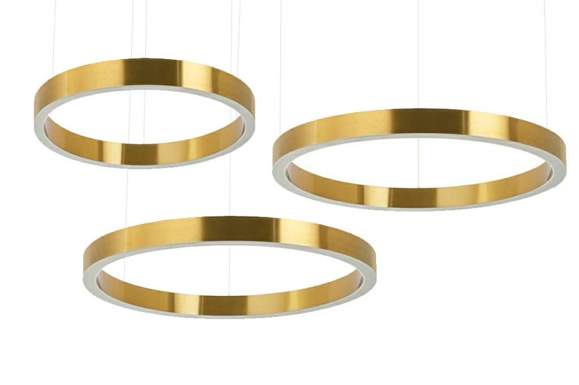 Lampa wisząca RING 60 + 80 + 80 złota na jednej podsufitce 148536