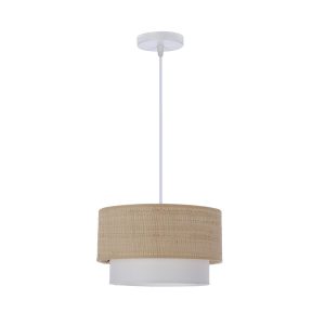 Lampa wisząca Ritana rattanowy abażur biało-beżowa 1xE27x60W IP20 Candellux 989798 Lampa wisząca Ritana rattanowy abażur biało-beżowa 1xE27x60W IP20 Candellux 989798