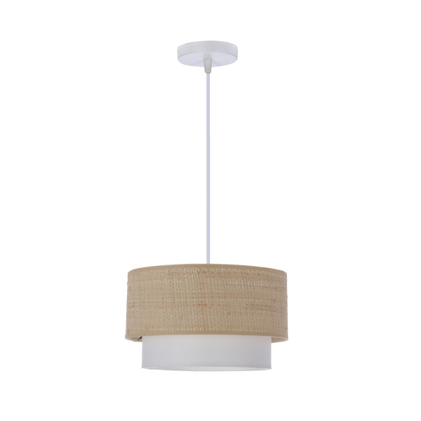 Lampa wisząca Ritana rattanowy abażur biało-beżowa 1xE27x60W IP20 Candellux 989798