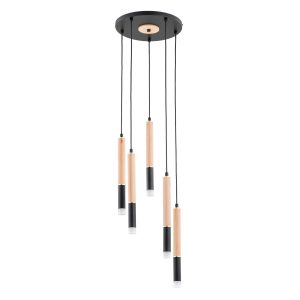 Lampa wisząca RODEO jasne drewno-czarna-złota 5xG9x10W IP20 Alfa 984923 Lampa wisząca RODEO jasne drewno-czarna-złota 5xG9x10W IP20 Alfa 984923