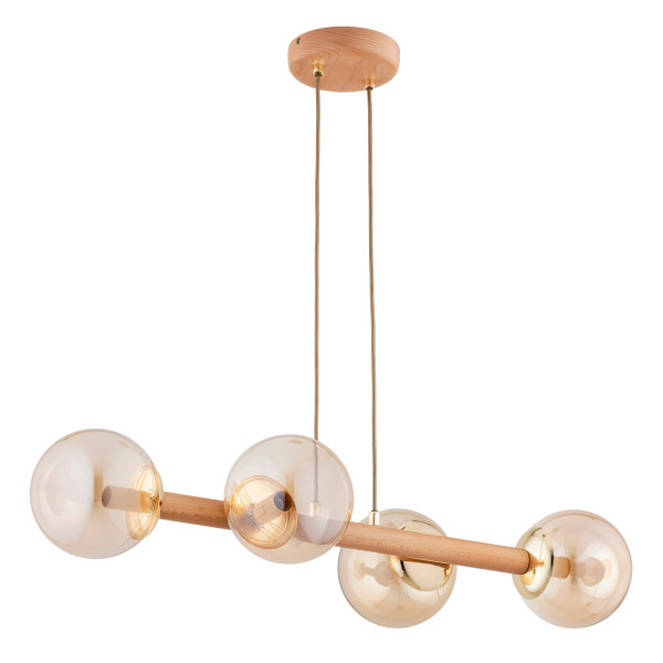 Lampa wisząca ROSARI jasne drewno-bursztynowy 4xE14x10W IP20 Alfa 984911