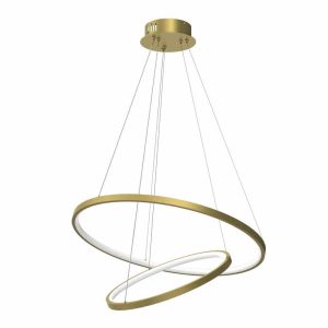 Lampa wisząca ROTONDA złoto-biała LED 2x51W Neutralna biel 2550lm Milagro 853930 Lampa wisząca ROTONDA złoto-biała LED 2x51W Neutralna biel 2550lm Milagro 853930
