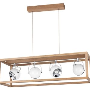 Lampa wisząca Roy 4-punktowa drewniana brązowa 34001 Lampa wisząca Roy 4-punktowa drewniana brązowa 34001