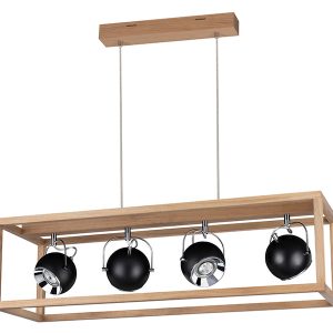 Lampa wisząca Roy 4-punktowa drewniana brązowa 34000 Lampa wisząca Roy 4-punktowa drewniana brązowa 34000