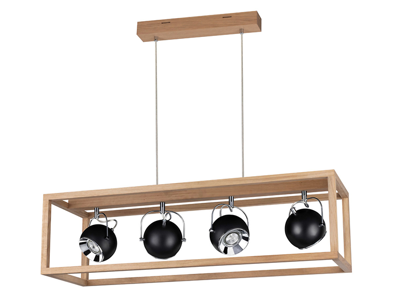 Lampa wisząca Roy 4-punktowa drewniana brązowa 34000