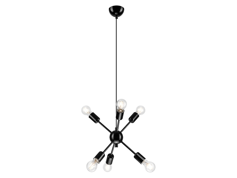Lampa wisząca Ruby 6-punktowa stalowa czarna 54722
