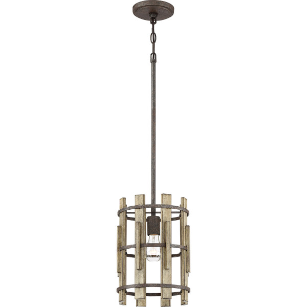 Lampa wisząca rustykalna czerń Wood Hollow 1xE27x100W Quoizel 849395