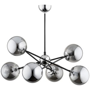 Lampa wisząca SAGITO chromowane elementy czarna 6xE14x10W IP20 Alfa 988503 Lampa wisząca SAGITO chromowane elementy czarna 6xE14x10W IP20 Alfa 988503