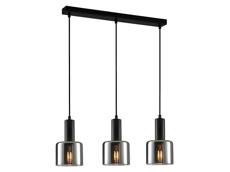 Lampa wisząca Santia 3-punktowa szklana czarna 44909