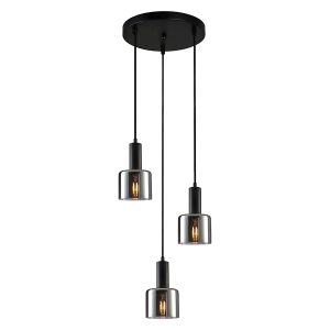 Lampa wisząca Santia 3-punktowa szklana czarna 44905 Lampa wisząca Santia 3-punktowa szklana czarna 44905