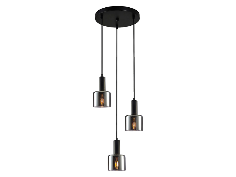 Lampa wisząca Santia 3-punktowa szklana czarna 44905