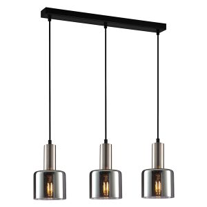 Lampa wisząca Santia 3-punktowa szklana czarno-srebrna 44912 Lampa wisząca Santia 3-punktowa szklana czarno-srebrna 44912