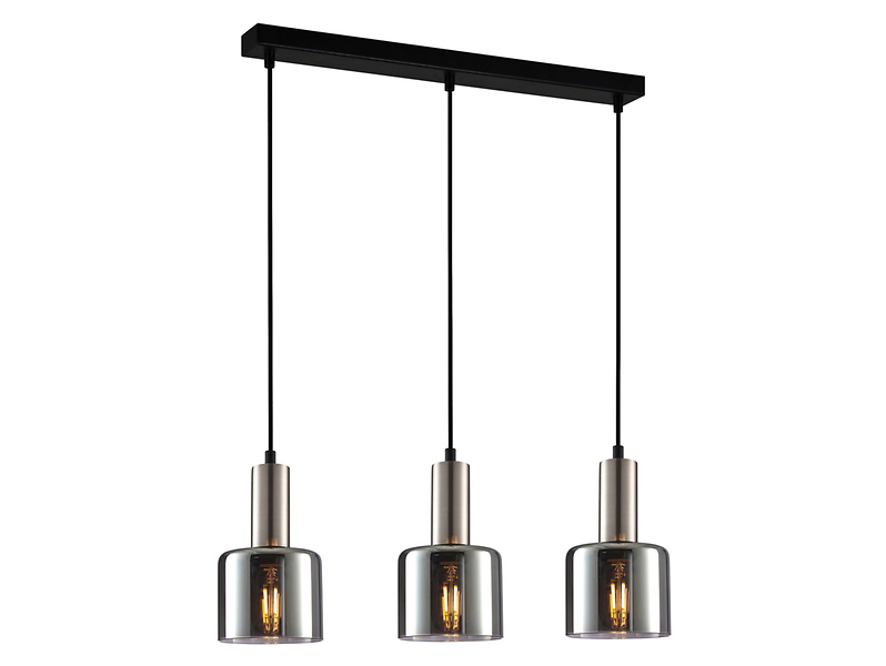 Lampa wisząca Santia 3-punktowa szklana czarno-srebrna 44912