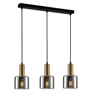 Lampa wisząca Santia 3-punktowa szklana czarno-złota 44911 Lampa wisząca Santia 3-punktowa szklana czarno-złota 44911