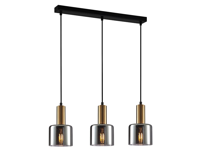 Lampa wisząca Santia 3-punktowa szklana czarno-złota 44911