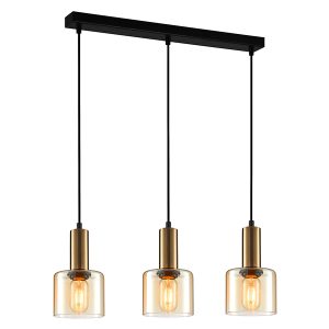 Lampa wisząca Santia 3-punktowa szklana czarno-złota 44910 Lampa wisząca Santia 3-punktowa szklana czarno-złota 44910