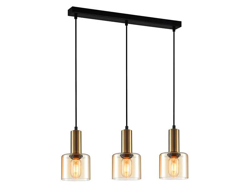 Lampa wisząca Santia 3-punktowa szklana czarno-złota 44910