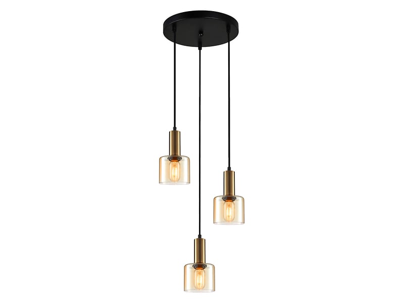 Lampa wisząca Santia 3-punktowa szklana miedziana 44906
