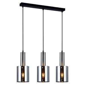 Lampa wisząca Sardo 3-punktowa szklana srebrno-czarna 34872 Lampa wisząca Sardo 3-punktowa szklana srebrno-czarna 34872