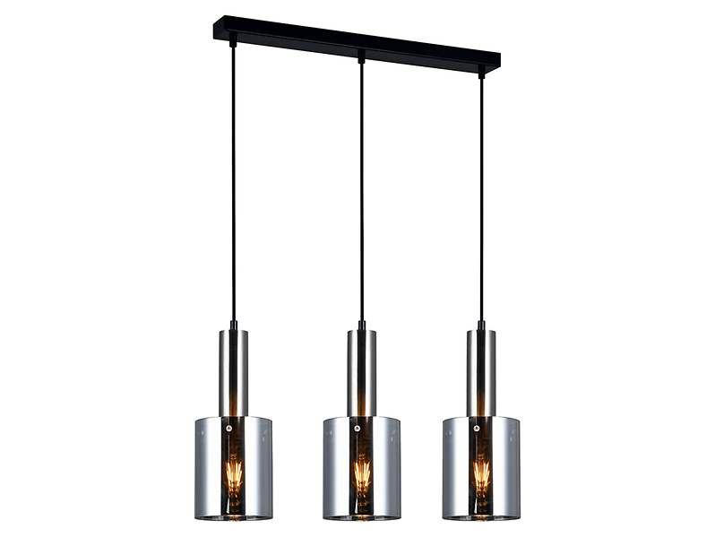 Lampa wisząca Sardo 3-punktowa szklana srebrno-czarna 34872
