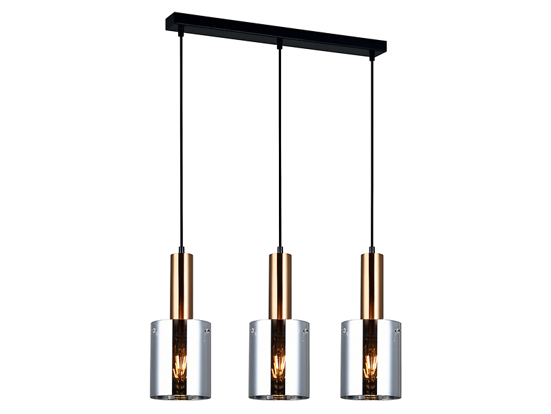 Lampa wisząca Sardo 3-punktowa szklana złoto-czarna 34871