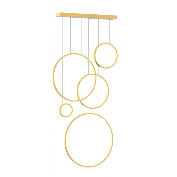 Lampa wisząca SATURNO złota LED 5x100W Neutralna biel 4000lm Milagro 836285