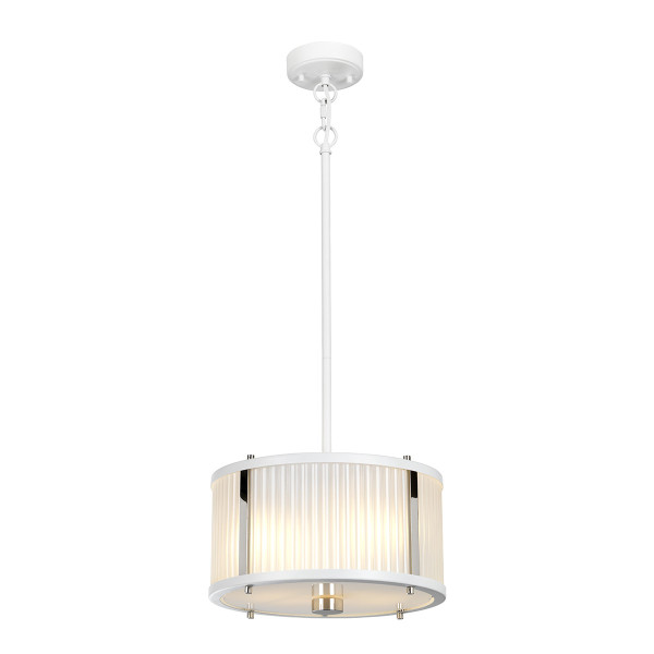 Lampa wisząca satynowa biel-polerowany nikiel Corona 2xE27x60W Elstead 850844