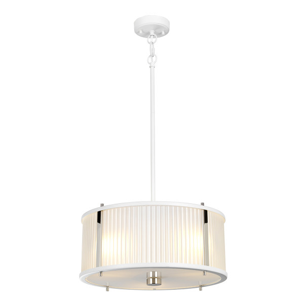 Lampa wisząca satynowa biel-polerowany nikiel Corona 3xE27x60W Elstead 850984