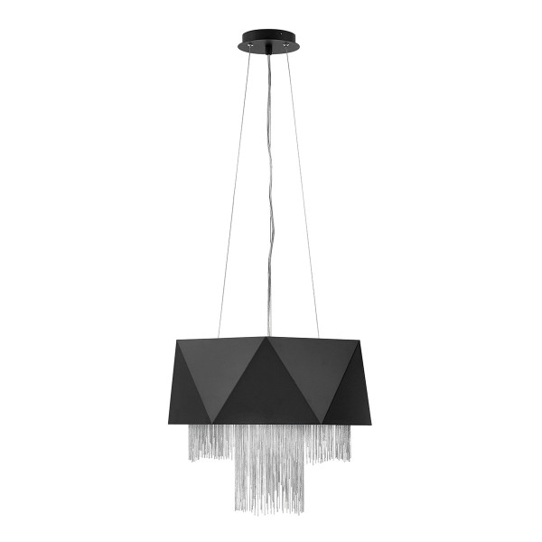 Lampa wisząca satynowa czerń-srebrna Zuma 6xE27x60W Hinkley 849416
