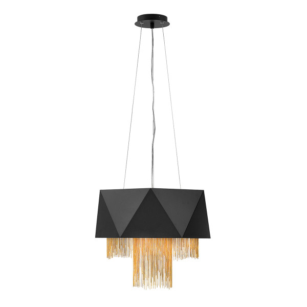Lampa wisząca satynowa czerń-złota Zuma 6xE27x60W wym: 333x45x45 cm Hinkley 849467