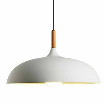 LAMPA WISZĄCA SAUCER 45cm biała drewniana scandi 212560
