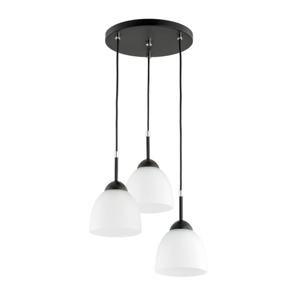 Lampa wisząca SEBIA srebrne detale czarna 3xE27x15W IP20 Alfa 984863