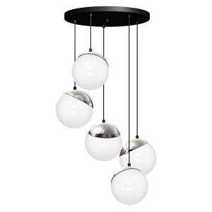 Lampa wisząca Sfera 5-punktowa metalowa biało-czarna 96213 Lampa wisząca Sfera 5-punktowa metalowa biało-czarna 96213
