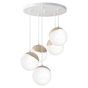Lampa wisząca Sfera Wood 5-punktowa szklana biała 95371 Lampa wisząca Sfera Wood 5-punktowa szklana biała 95371