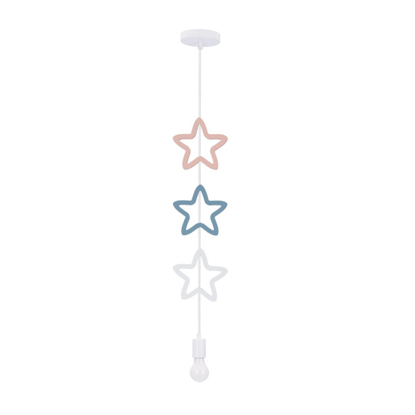 Lampa wisząca Single kolorowe gwiazdki biała 1xE27x20W IP20 Candellux 989837
