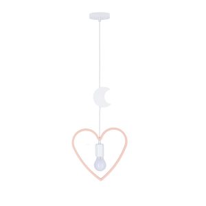 Lampa wisząca Single serce i księżyc biało-różowa 1xE27x20W IP20 Candellux 991612 Lampa wisząca Single serce i księżyc biało-różowa 1xE27x20W IP20 Candellux 991612