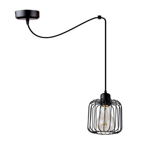 Lampa wisząca Singolo Ragno Rullo czarna metalowa druciak E27 60W kabel 1043609