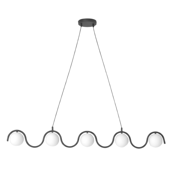 Lampa wisząca SINUS czarno-biała 5xG9x15W wym:120x110x14cm IP20 Emibig 988626