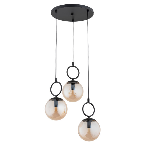 Lampa wisząca SITRO bursztynowe kule czarna 3xE14x10W IP20 Alfa 1019046