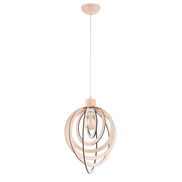 Lampa wisząca SOLINA jasne drewno-biała 1xE27x15W wym:90x25x35cm IP20 Alfa 986329