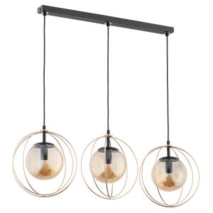 Lampa wisząca SONAR klosze ze złotych obręczy czarna 3xE14x10W IP20 Alfa 1019293 Lampa wisząca SONAR klosze ze złotych obręczy czarna 3xE14x10W IP20 Alfa 1019293