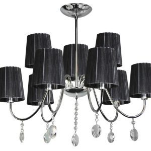 Lampa wisząca SORENTO 9x40w e14 chrom abażur czarny 800689 Lampa wisząca SORENTO 9x40w e14 chrom abażur czarny 800689
