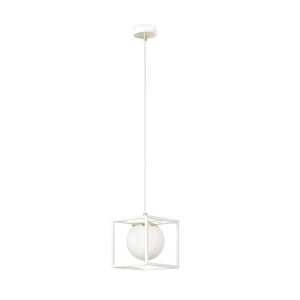 Lampa wisząca SPAZIO 1 White biała loft kwadratowa E14 metal szkło 1043611 Lampa wisząca SPAZIO 1 White biała loft kwadratowa E14 metal szkło 1043611