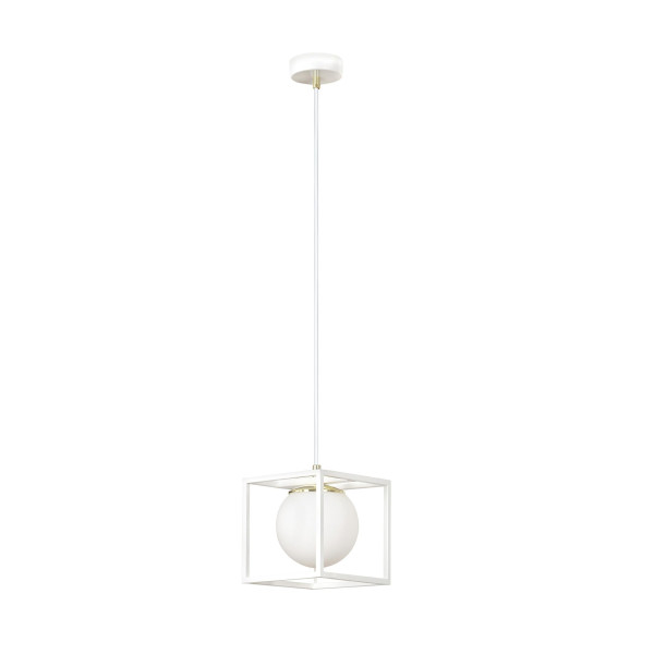 Lampa wisząca SPAZIO 1 White biała loft kwadratowa E14 metal szkło 1043611