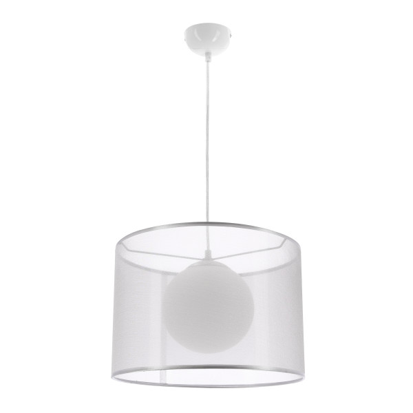 Lampa wisząca srebrno-biała CHICAGO 1xE27x60W wym: 110x35x35 cm Candellux 924253