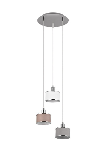 Lampa wisząca srebrno-odcienie srebra KAPRUN 3xE14x28W Trio 850132