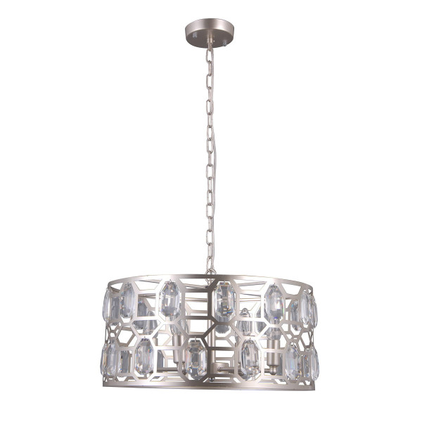 Lampa wisząca srebrny szampański Momento 6xE14x40W wym: 90x48x48 cm Italux 856204