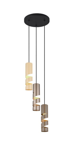 Lampa wisząca STREAM czarno-brązowa-kremowa-patyna 3xGU10x10W IP20 Trio 1019199