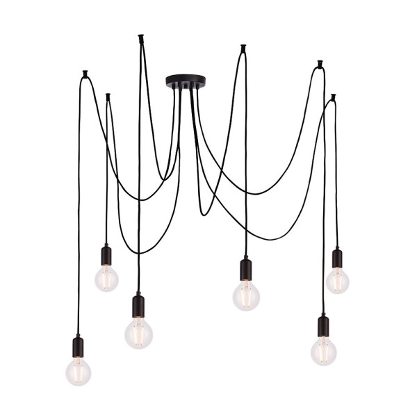 Lampa wisząca STUDIO pająk czarna matowa 6xE27x40W IP20 Endon 988608