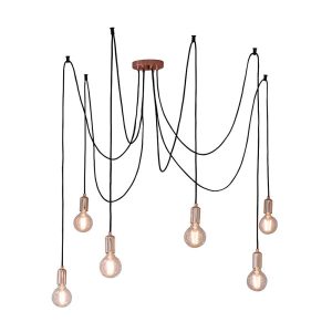 Lampa wisząca STUDIO pająk miedziano-czarna 6xE27x40W IP20 Endon 988665 Lampa wisząca STUDIO pająk miedziano-czarna 6xE27x40W IP20 Endon 988665